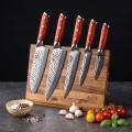 Gudaro - Set da 5 coltelli da cucina in damasco MIYABI + supporto magnetico per coltelli