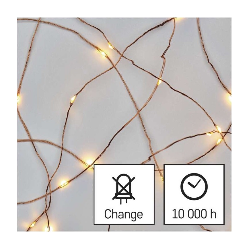 Guirlande 20 LED, 2,4 m, blanc chaud