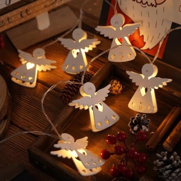 Guirlande de Noël 10xLED/2xAA/blanc chaud 2m anges