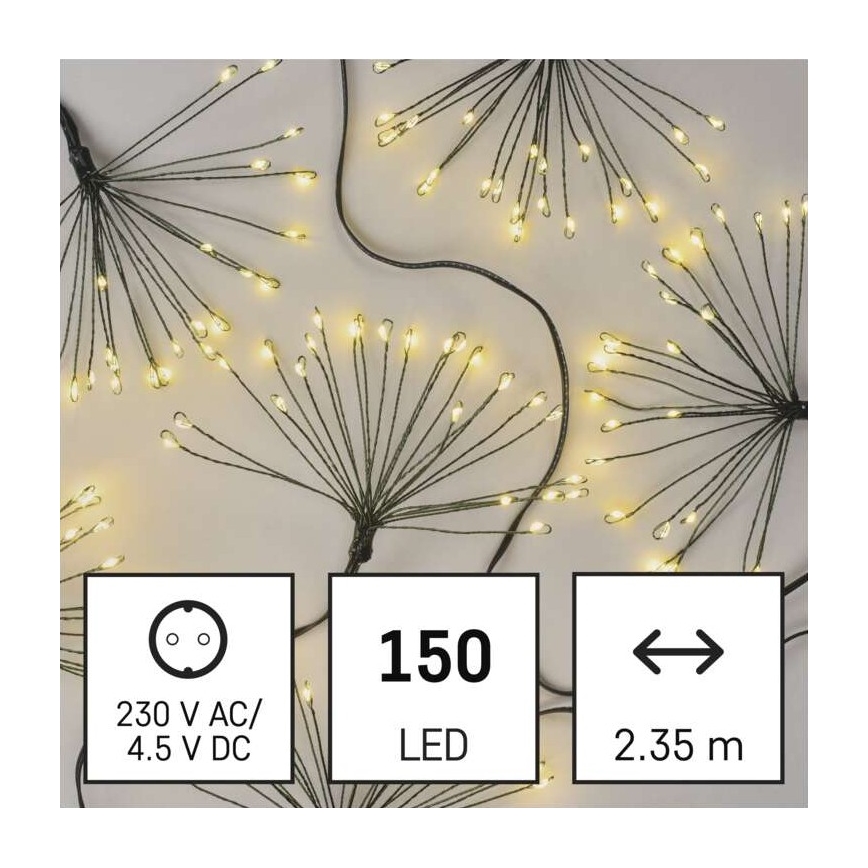 Guirlande de noël 150xLED/5,35m blanc chaud