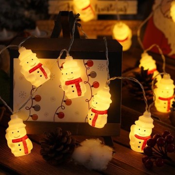 Guirlande de Noël 20xLED/3xAA/blanc chaud 3,3 m bonhommes de neige