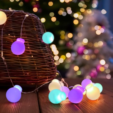 Guirlande de Noël 40 LED, 2 piles AA, 4,3 m, multicolore