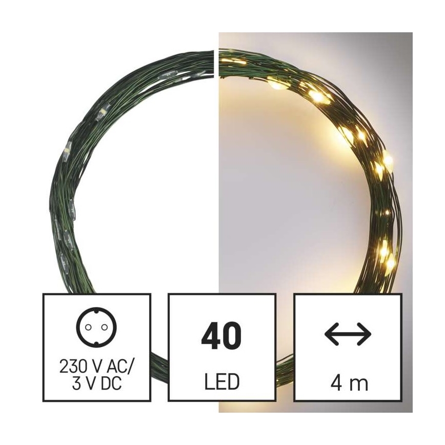 Guirlande de noël 40xLED/9m IP44 blanc chaud