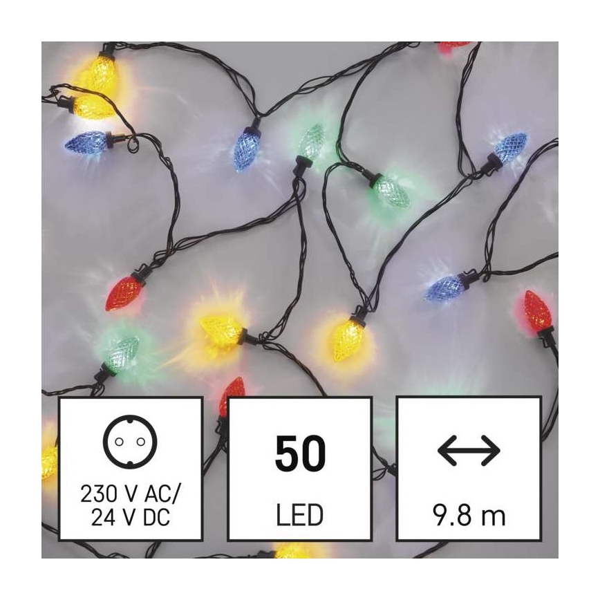 Guirlande de noël d'extérieur 50xLED/8 modes 14,8m IP44 multicolore