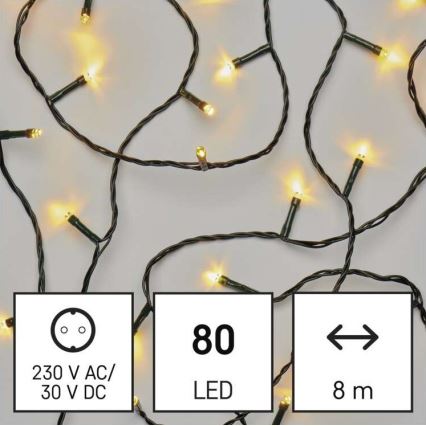 Guirlande de noël d'extérieur 80xLED/13m IP44 blanc chaud