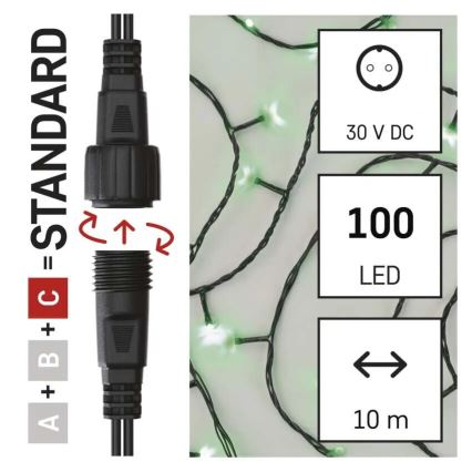 Guirlande de Noël extérieure 100xLED/10m IP44 vert
