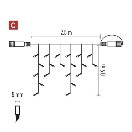 Guirlande de Noël extérieure 100xLED/2,5x0,9m IP44 blanc chaud