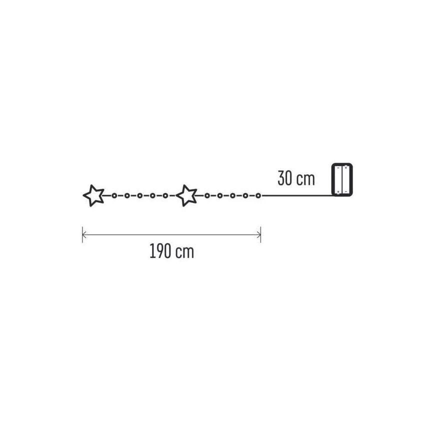 Guirlande de noël LED 20xLED/2xAA 2,2 m blanc chaud