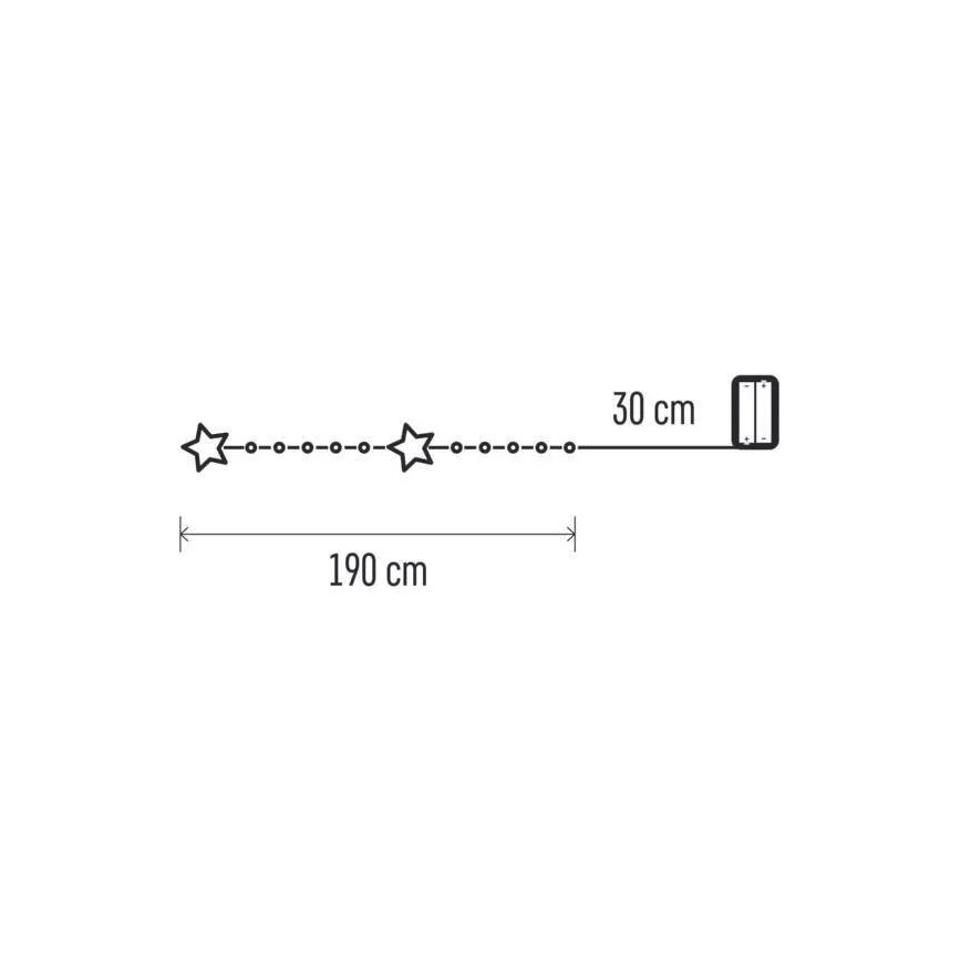 Guirlande de noël LED 20xLED/2xAA 2,2 m blanc chaud