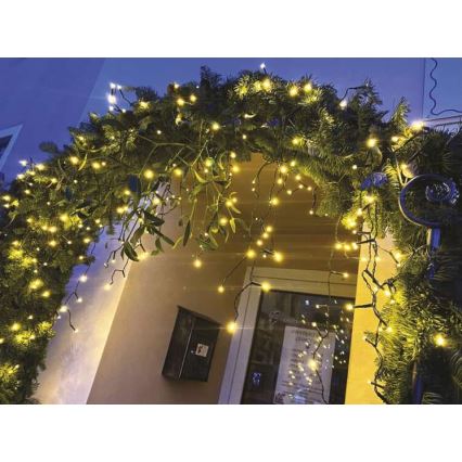 Guirlande de Noël LED d'extérieur 200 LED/8 modes 8,6 m IP44 blanc chaud