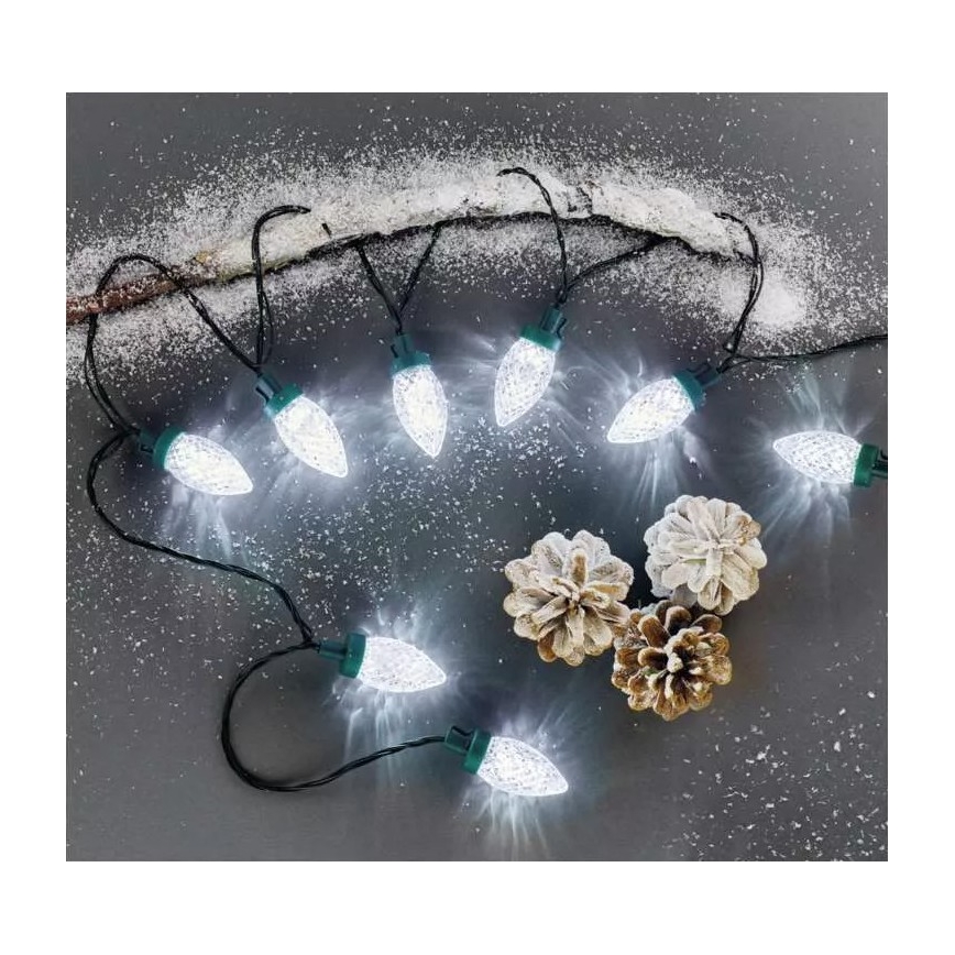 Guirlande de Noël LED extérieure 50 LED / 8 fonctions 14,8 m IP44 blanc froid