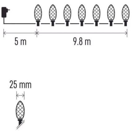 Guirlande de Noël LED extérieure 50 LED / 8 fonctions 14,8 m IP44 blanc froid