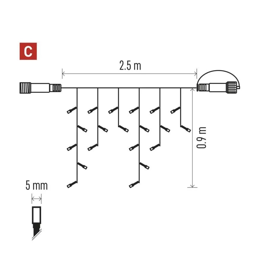 Guirlande de Noël LED pour extérieur 100xLED/2,5x0,9m IP44 blanc chaud