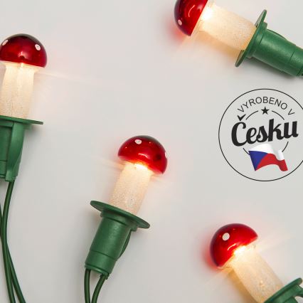 Guirlande de Noël TOADSTOOL 12xE10/10,7m rouge - fabriqué en Europe