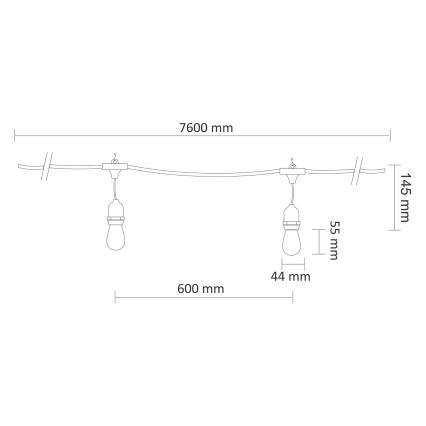 Guirlande décorative d'extérieur LED PARTY NEON 7,6 m 10xE27/0,6W/36V IP44