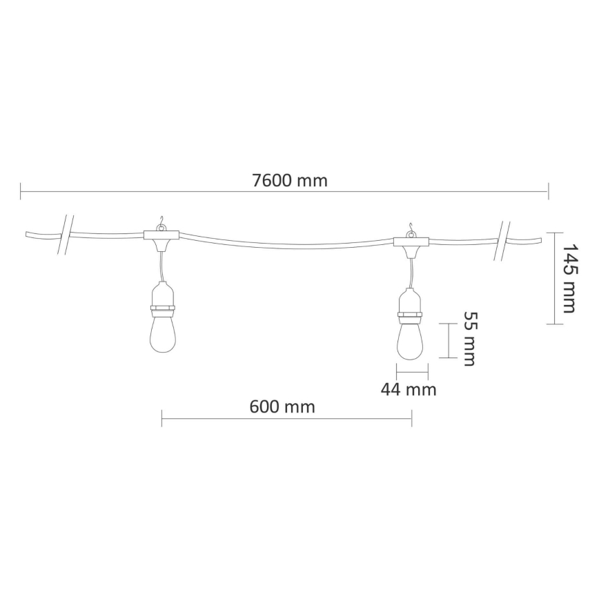 Guirlande décorative d'extérieur LED PARTY NEON 7,6 m 10xE27/0,6W/36V IP44