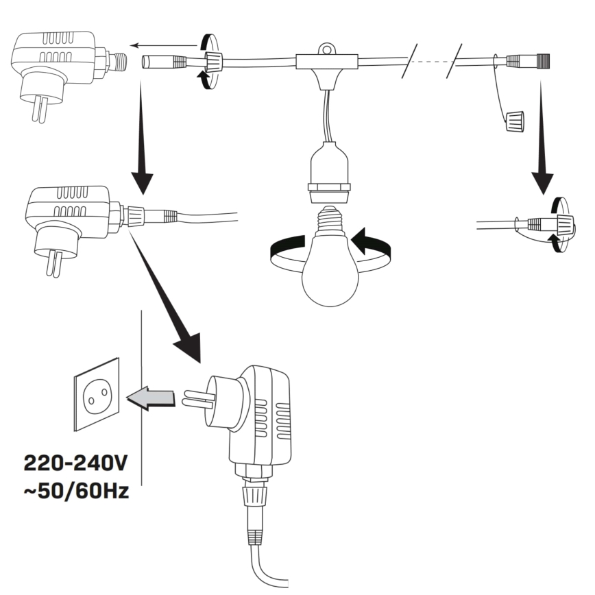 Guirlande décorative d'extérieur LED PARTY NEON 7,6 m 10xE27/0,6W/36V IP44