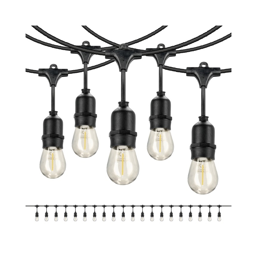 Guirlande décorative extérieure BAJA ST64 20xE27/1W/230V 20,9m IP44 blanc chaud