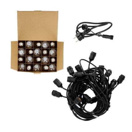 Guirlande décorative extérieure BAJA ST64 20xE27/1W/230V 20,9m IP44 blanc chaud