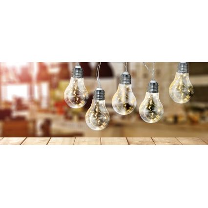 Guirlande décorative LED SMOLDER 2,1 m — 10 LED, fonctionne avec 2 piles AA