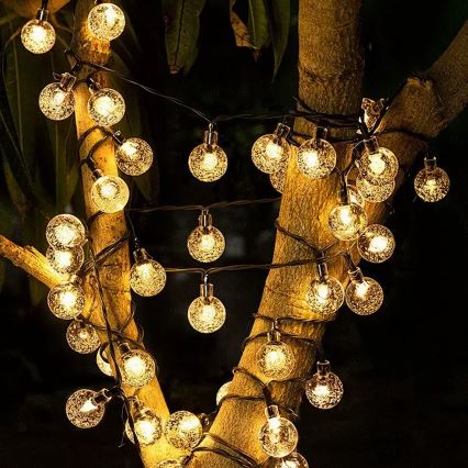 Guirlande décorative solaire BUBBLE 200xLED/8 fonctions 20m IP65 blanc chaud 800 mAh