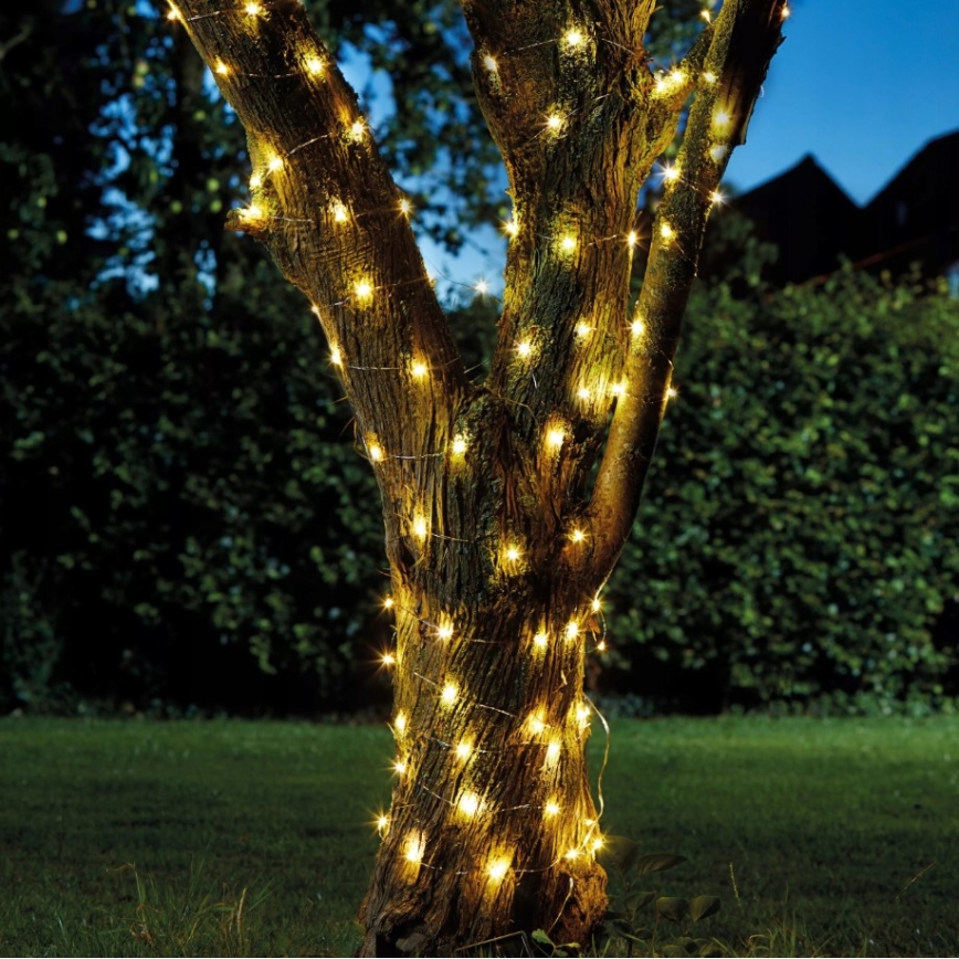 Guirlande décorative solaire LED 100xLED/1,2V 800 mAh 7 m IP44 noire