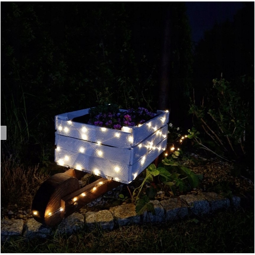 Guirlande décorative solaire LED 100xLED/1,2V 800 mAh 7 m IP44 noire