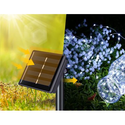 Guirlande décorative solaire LED 100xLED/1,2V 800 mAh 7 m IP44 noire