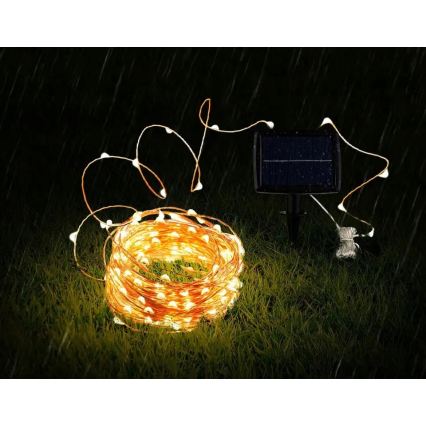 Guirlande décorative solaire LED 200xLED/1,2V 800 mAh 12 m IP44 noire