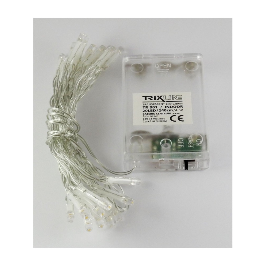 Guirlande LED 20xLED/2 fonctions 2,4m blanc chaud