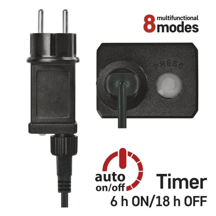 Guirlande LED de Noël 300xLED/230V/8 fonctions 35m IP44 blanc chaud