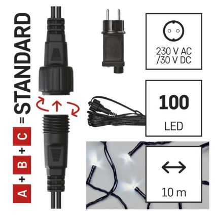 Guirlande LED de Noël d'extérieur 100xLED/15m IP44 blanc froid
