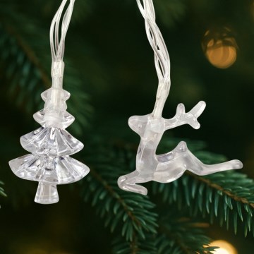 Guirlande LED de Noël d'extérieur 20 LED/2xAA 2,2 m IP44 multicolore sapins et rennes