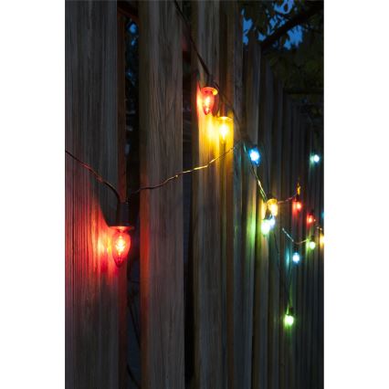 Guirlande LED d'extension pour l'extérieur CONE FILAMENT 20xE10 14m multicolore/blanc chaud IP44, Fabriquée dans l'UE
