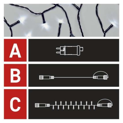 Guirlande LED d'extérieur 100 LED/15 m IP44, blanc froid