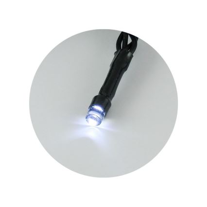 Guirlande LED d'extérieur, 100 LED, 2 fonctions, alimentation 3xAA, 10,8 m, IP44, blanc froid
