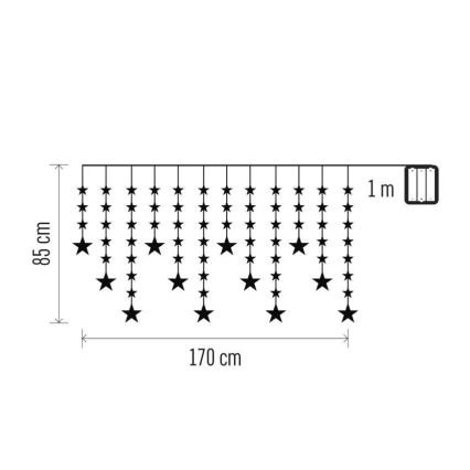 Guirlande LED d'extérieur 120 LED 3xAA 1,7 m IP44 blanc chaud