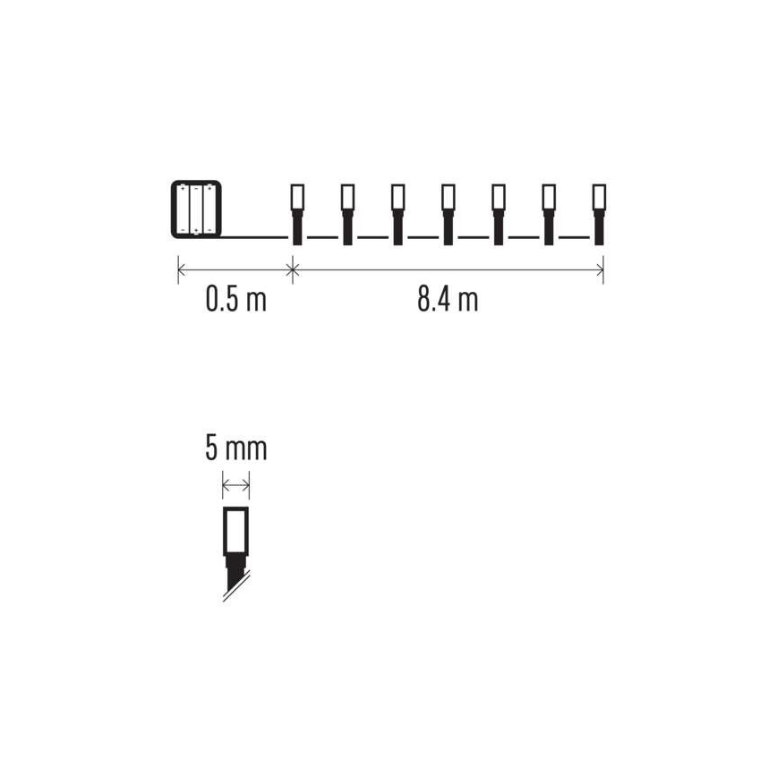 Guirlande LED d'extérieur 120 LED – alimentée par 3 piles AA, 8,9 m, IP44, blanc chaud