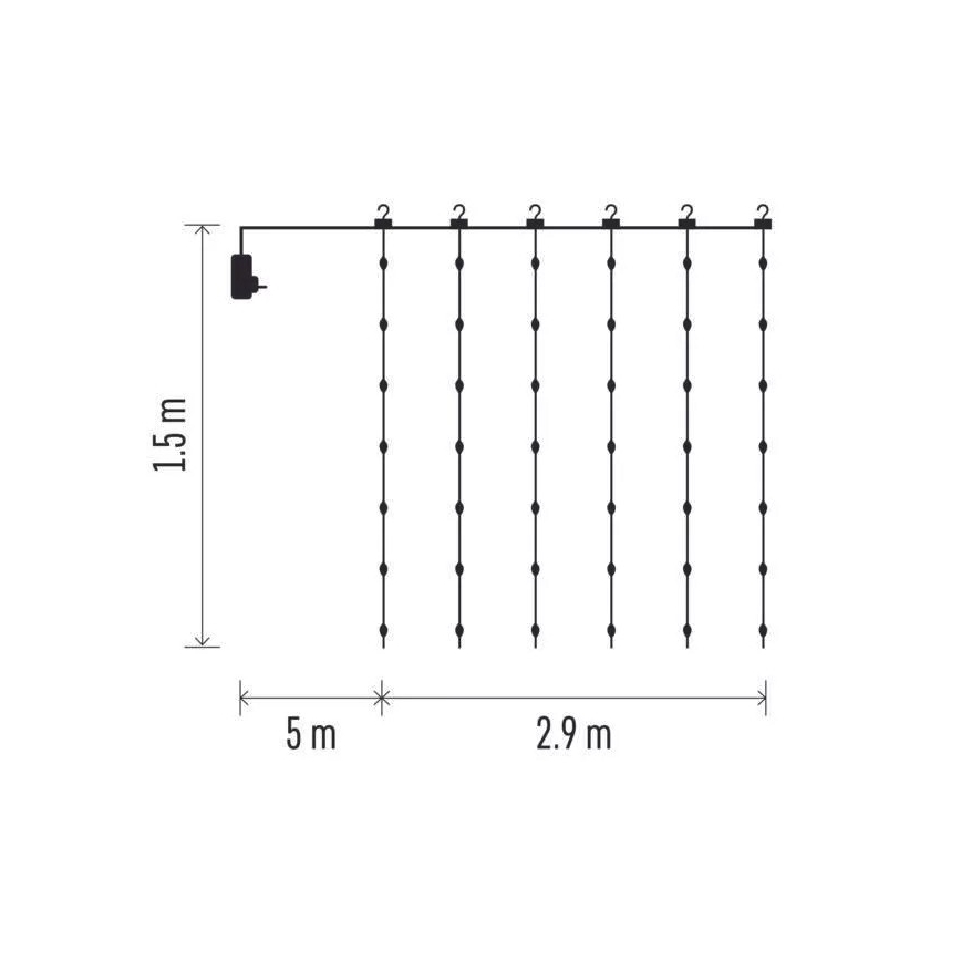 Guirlande LED d'extérieur 300 LED/8 fonctions 5,9 m IP44 blanc chaud