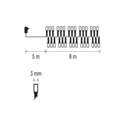 Guirlande LED d'extérieur 400 LED / 13 m, IP44, blanc chaud