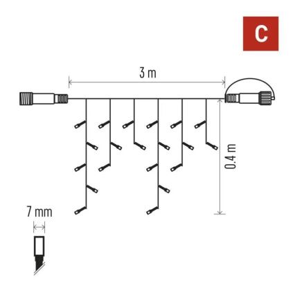 Guirlande LED extérieure 50xLED/3x0,4m IP44 blanc froid