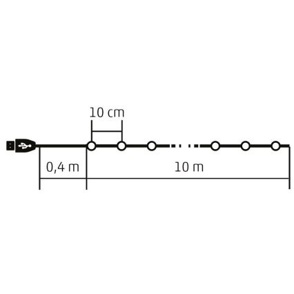 Guirlande LED RGB dimmable 100xLED/29 fonctions 10,4 m