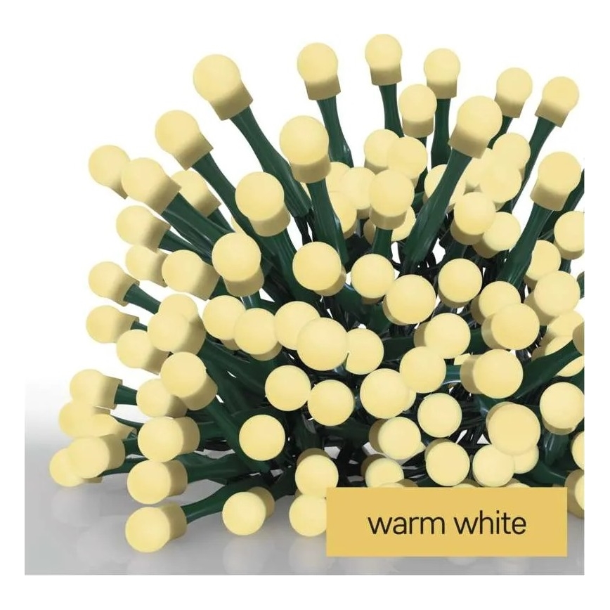 Guirlande lumineuse 200 LED - 8 fonctions, 20 m, IP44, blanc chaud