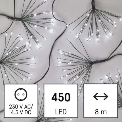 Guirlande lumineuse de Noël 450 LED 8+3 m blanc froid
