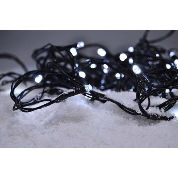 Guirlande lumineuse d'extérieur 100 LEDs / 8 fonctions IP44 13 m blanc froid