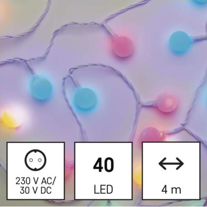 Guirlande lumineuse extérieure 40 LED — 9 m, IP44, multicolore