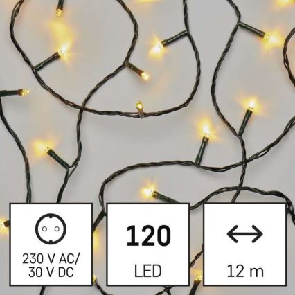 Guirlande lumineuse LED d'extérieur 120 LED / 8 modes, 17 m, IP44, blanc chaud