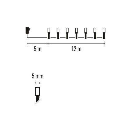 Guirlande lumineuse LED d'extérieur 120 LED / 8 modes, 17 m, IP44, blanc chaud