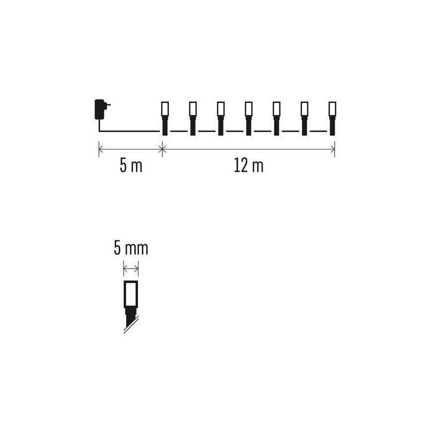 Guirlande lumineuse LED d'extérieur 120 LED / 8 modes, 17 m, IP44, blanc chaud