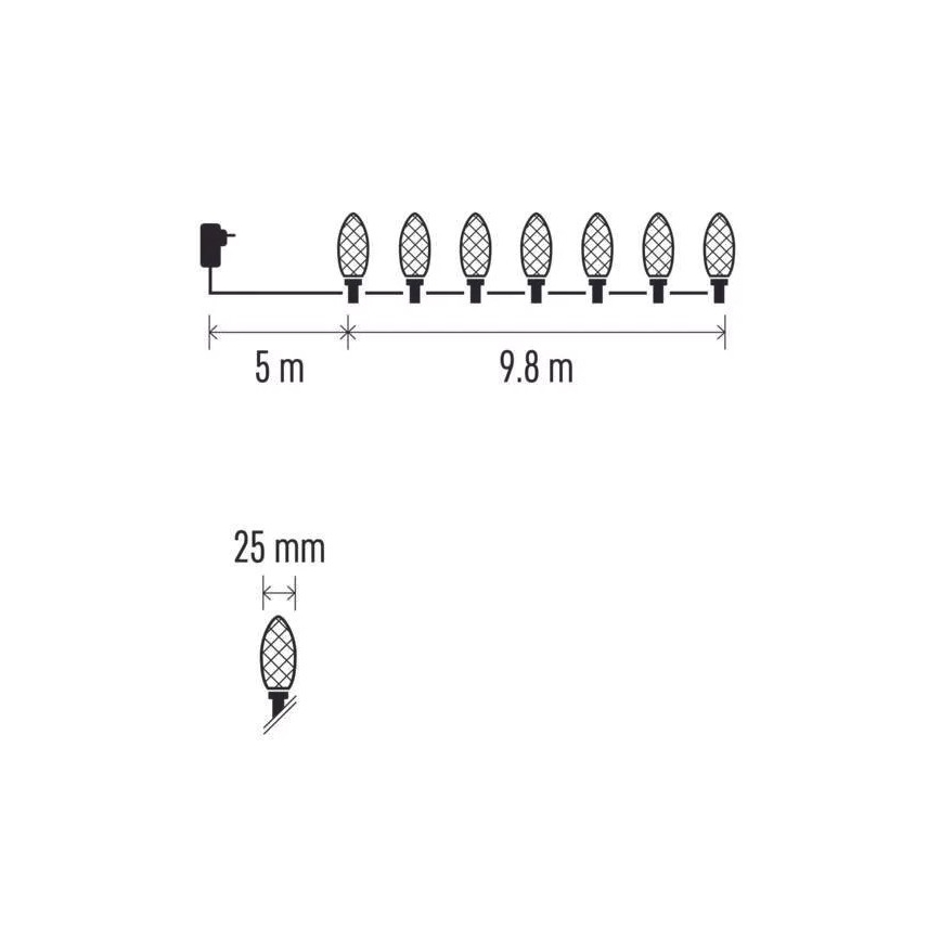 Guirlande lumineuse LED d'extérieur 50 LED, 8 fonctions, 14,8 m, IP44, blanc froid
